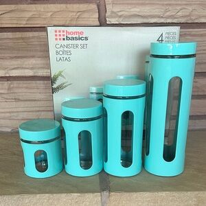 Set of 4 Glass & Metal Cannisters